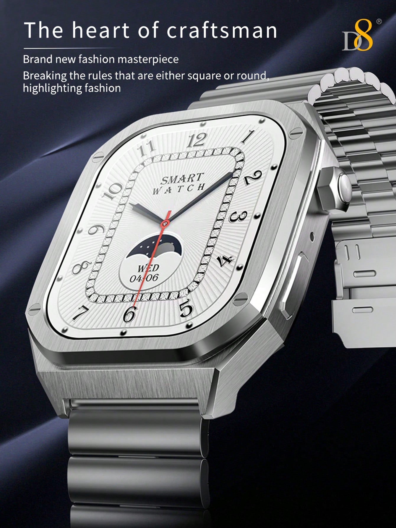 D8 1.96" Smartwatch for Men, Waterproof, 100+ Sports Modes, Fitness Tracker