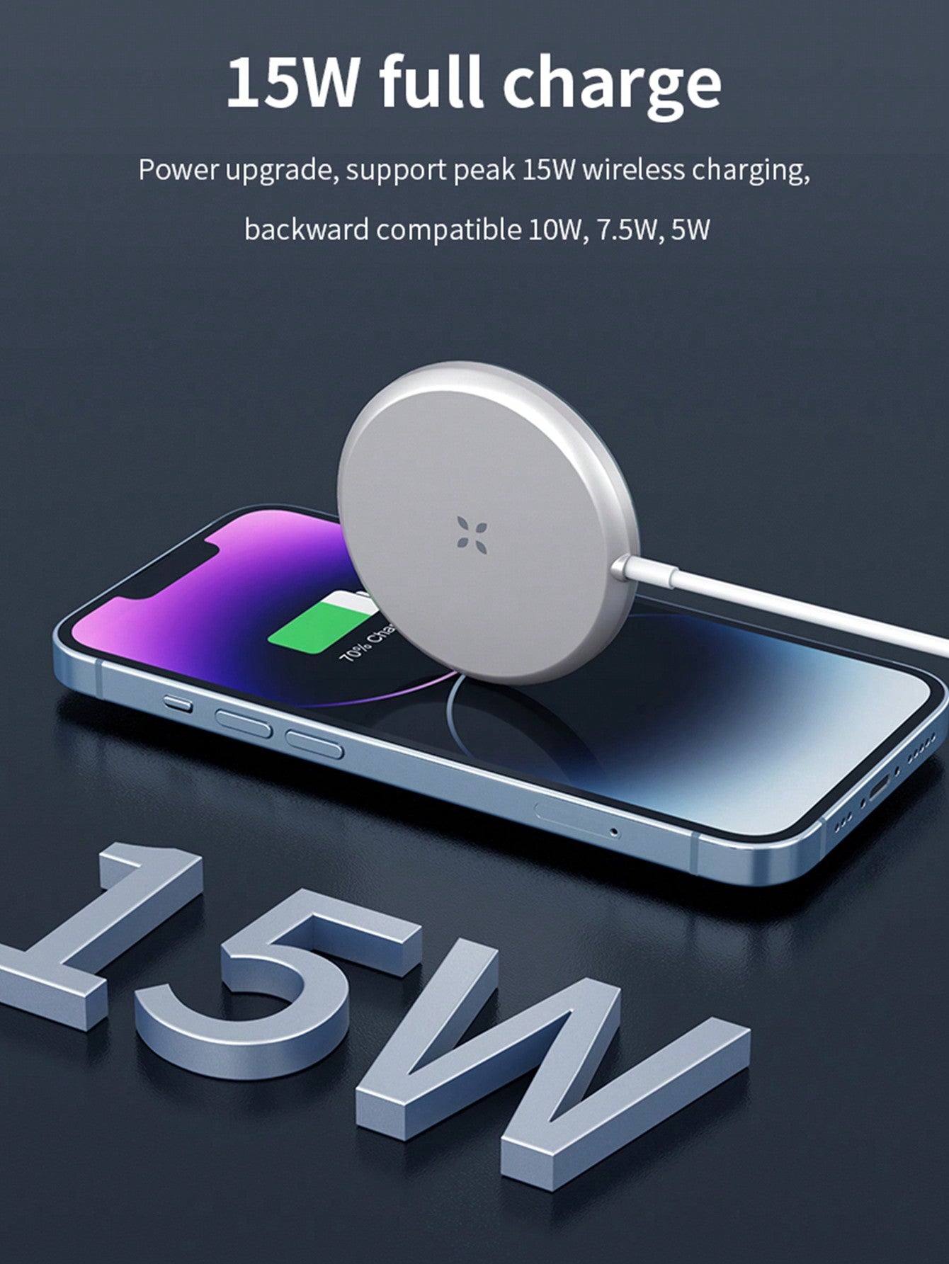 D8 15W Magnetic Wireless Charger, Strong Pad for iPhone 15/14/13/12 Pro