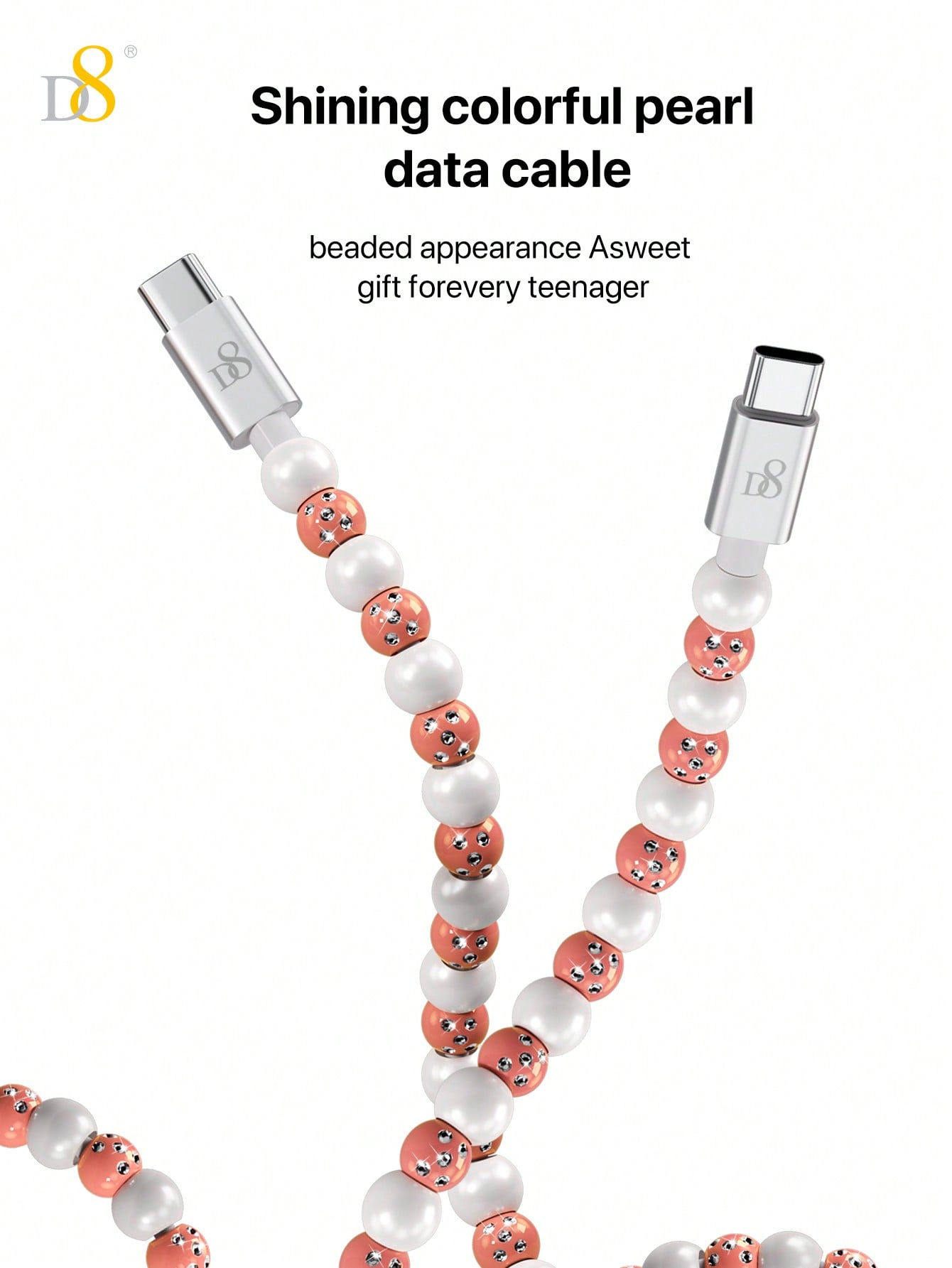 D8 USB C to Type C Cable – 3.3ft PD 60W Fast Charging Cable, Braided Cord, Compatible with iPhone 15/15 Pro, iPad Pro, Galaxy S22