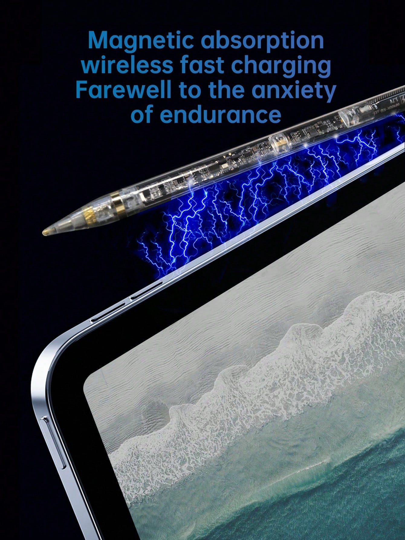 D8 Transparent iPad Stylus Pen - Magnetic Wireless Charging, Tilt, Palm Rejection