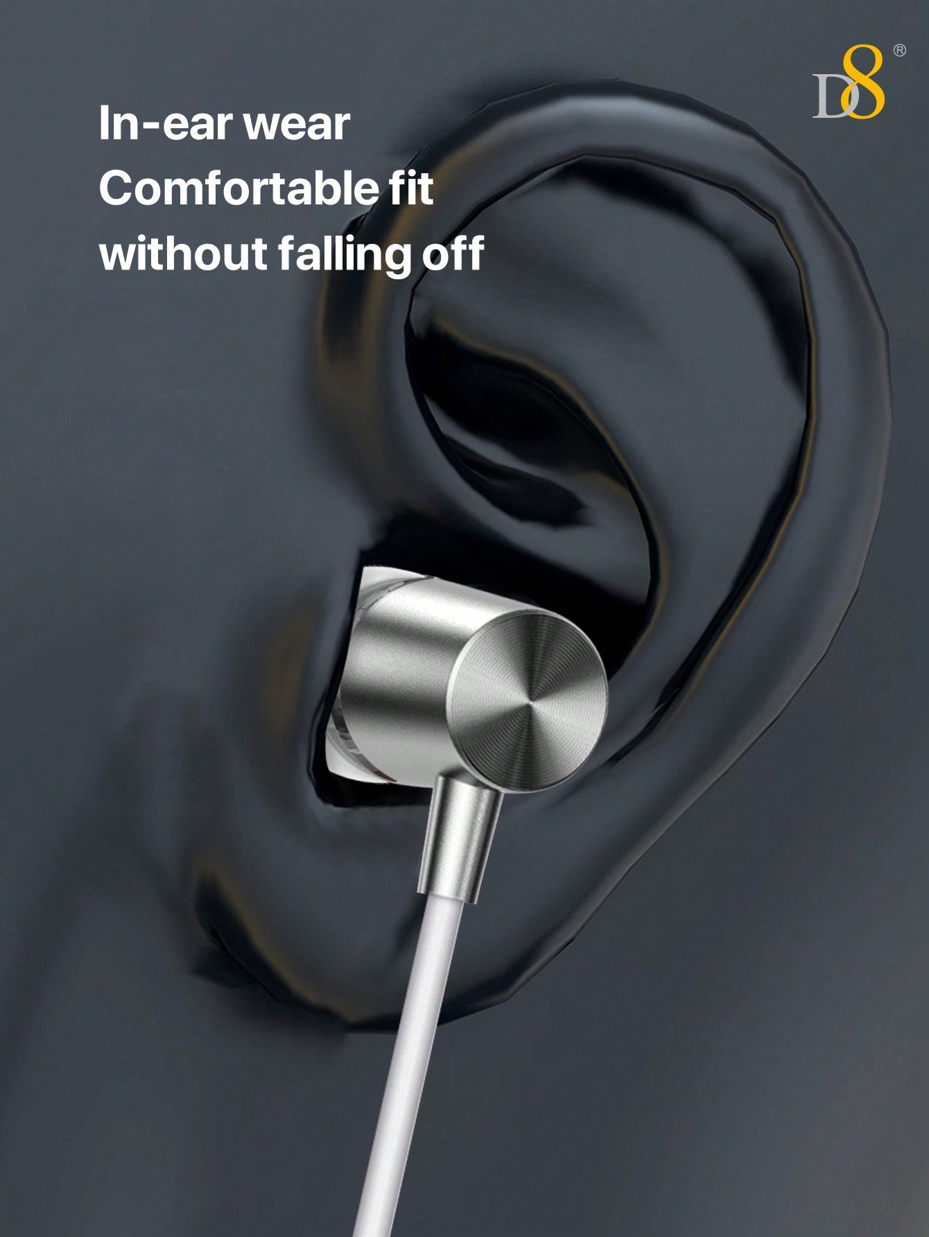 D8 USB Type C In-Ear Headphones with Mic & Volume Control – Compatible with iPhone 16, iPad & Galaxy