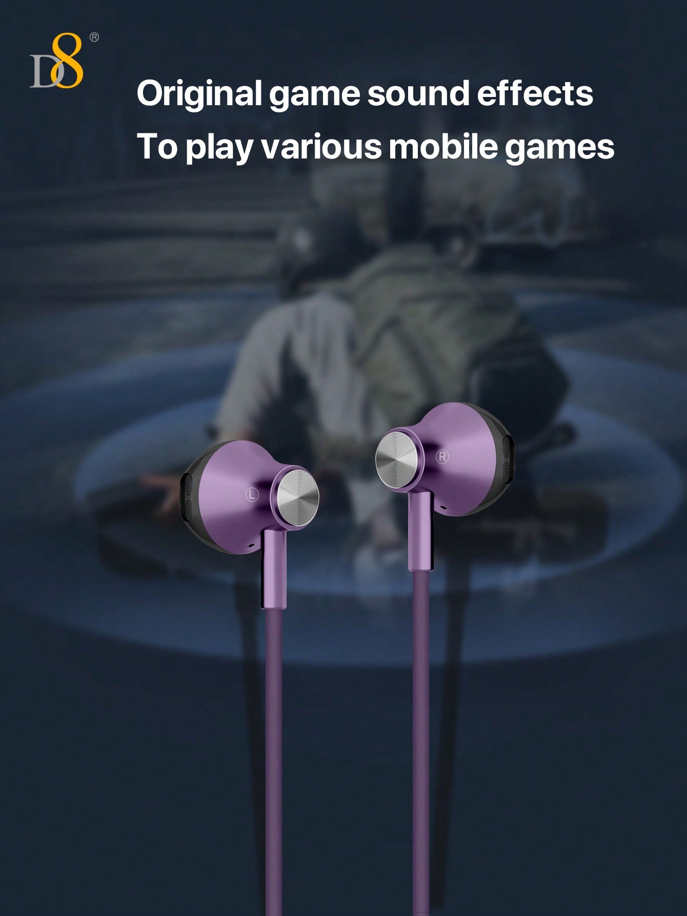 D8 USB-C Headphones, In-Ear, Mic & Volume Control, for iPhone/Galaxy/iPad