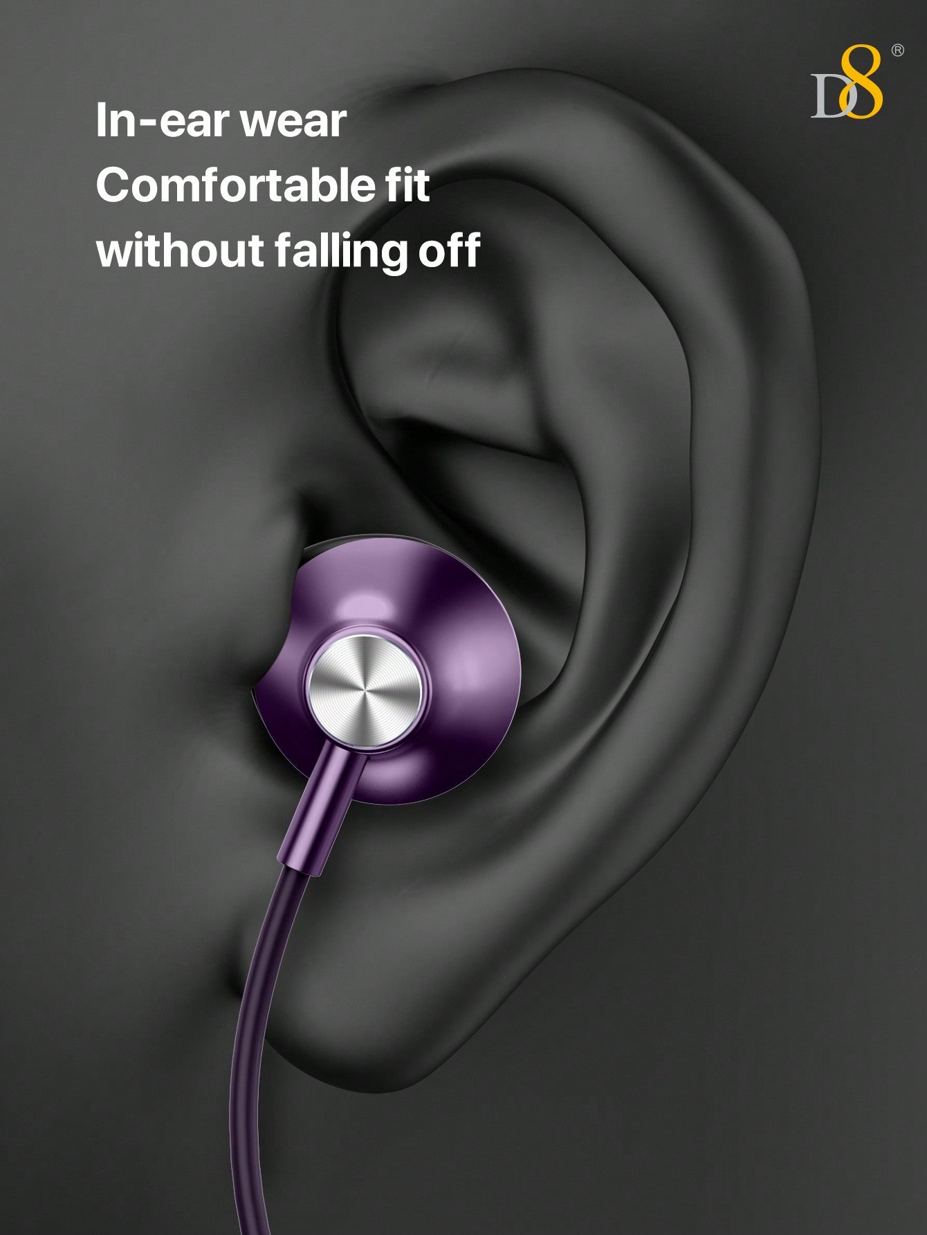 D8 USB-C Headphones, In-Ear, Mic & Volume Control, for iPhone/Galaxy/iPad