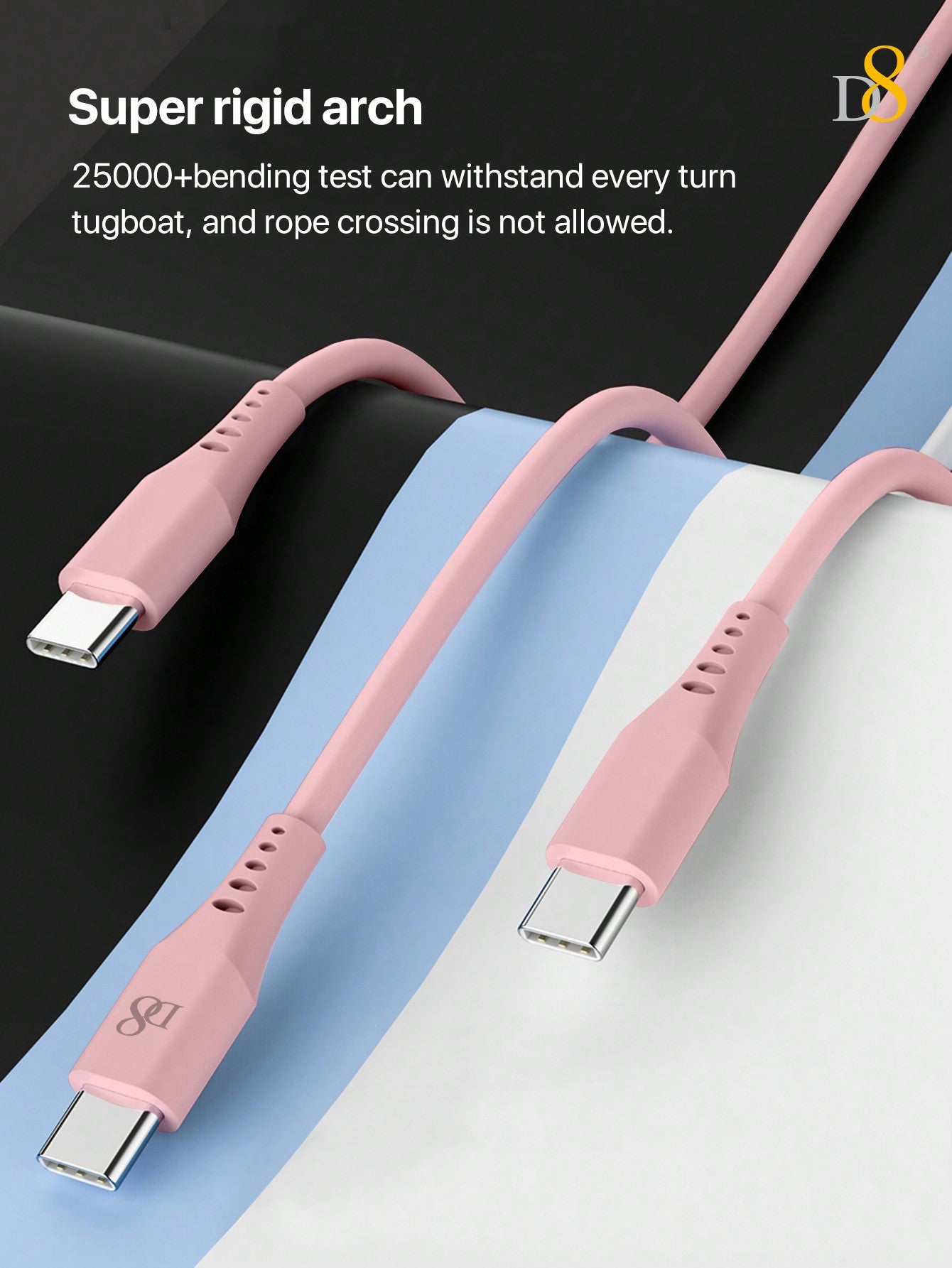 D8 USB C To USB C Cable, Soft Silicone USB C Cord, (1M)USB 2.0 Type C Charger Cable 3A Fast Charging Compatible With Macbook