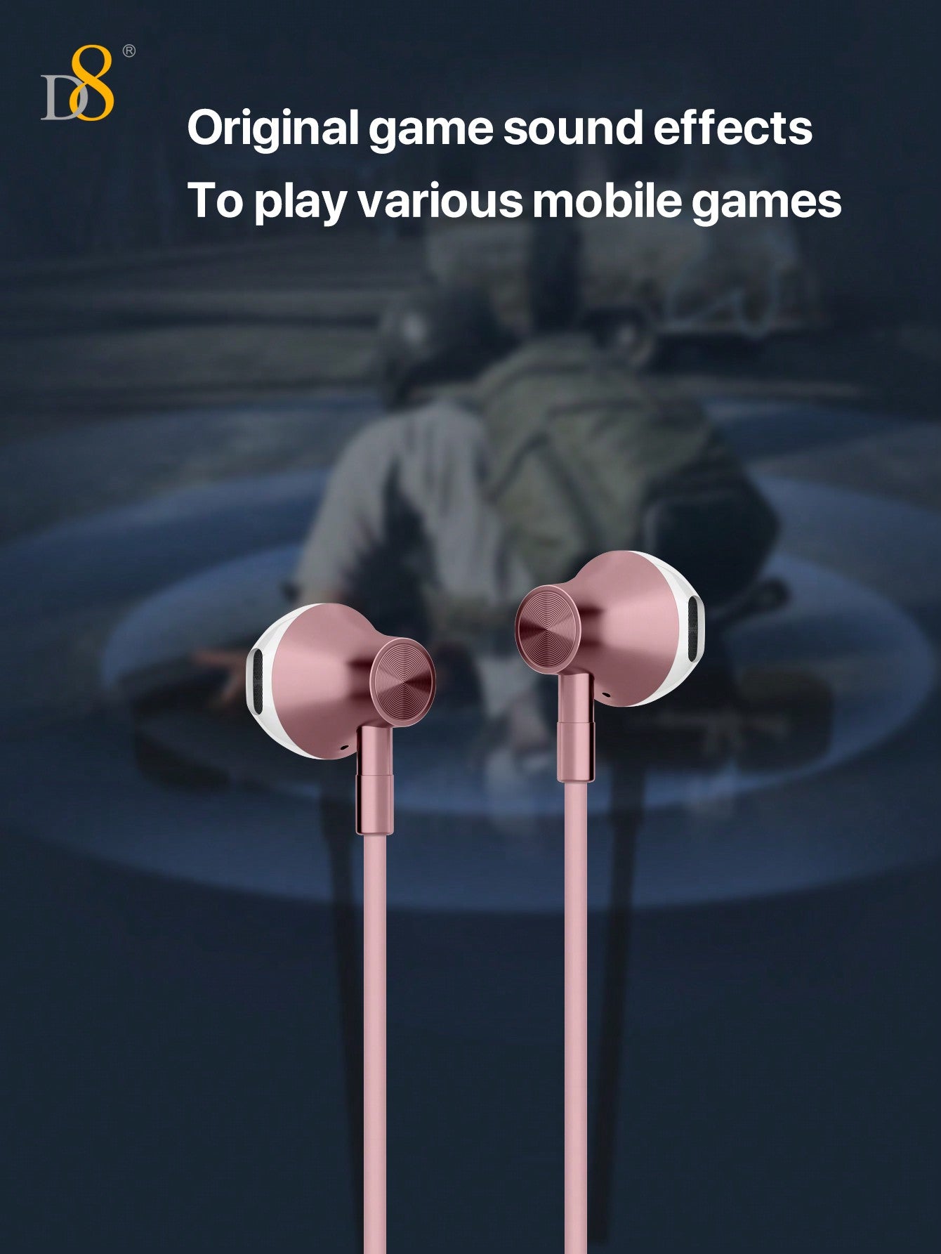 D8 Wired In-Ear Headphones with Lightning Connector – MFi Certified, Noise-Isolating, Mic & Volume Control