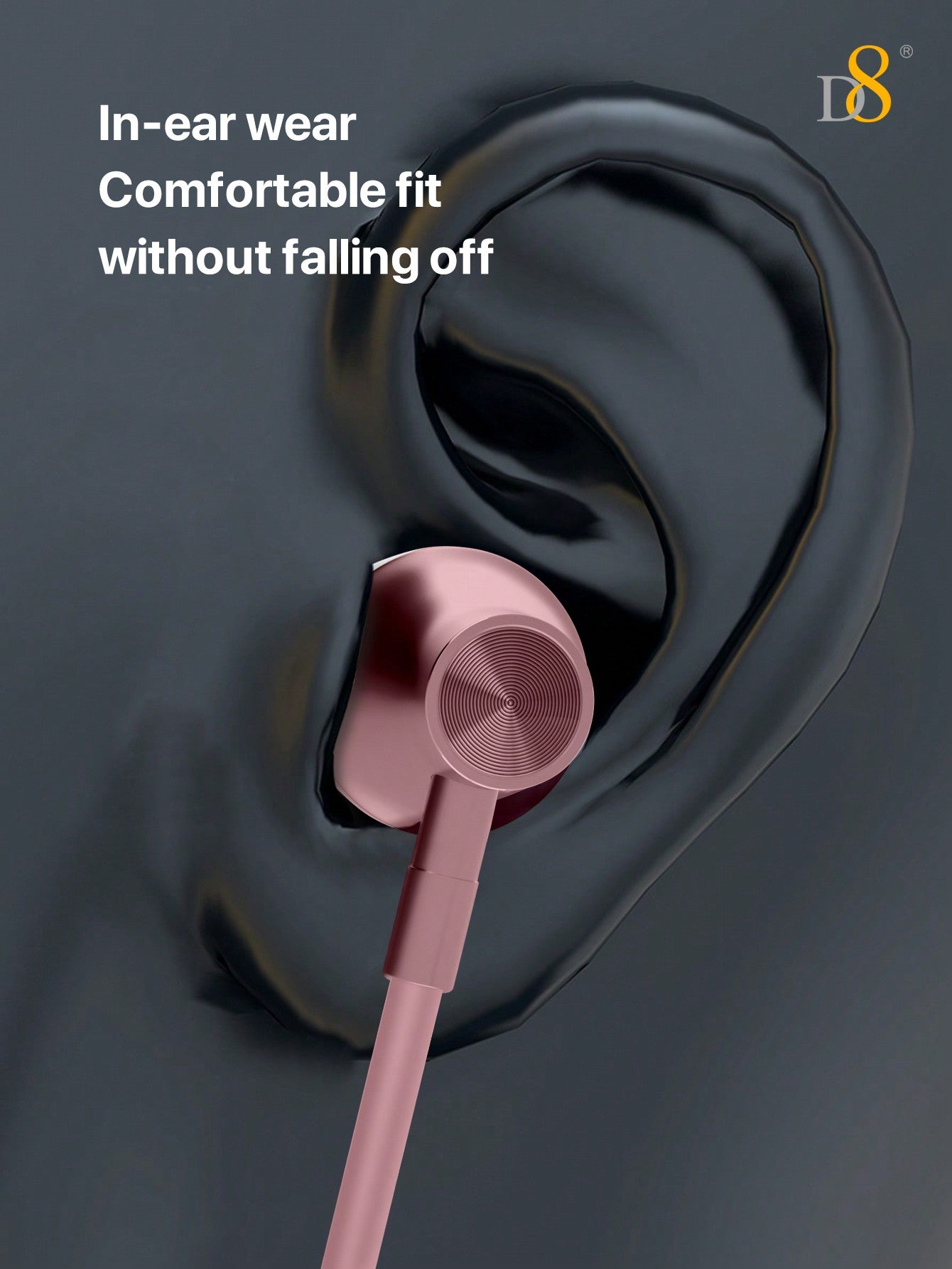 D8 Wired In-Ear Headphones with Lightning Connector – MFi Certified, Noise-Isolating, Mic & Volume Control