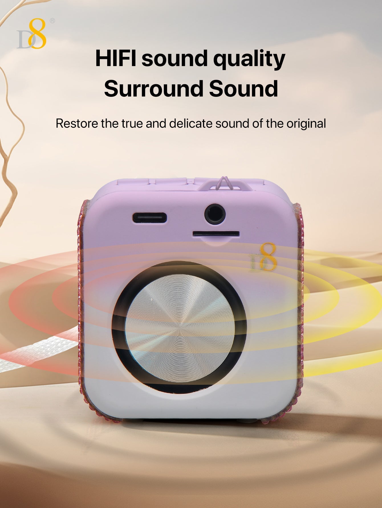 D8 Portable Bluetooth Speaker with  , 10-Hour Playtime, Wireless Stereo Pairing, 5W Stereo Sound, Enhanced Bass, Built in Mic for Sports,Bluetooth 5,  Electronics for Home, Outdoors, Travel or Home,Outdoors,Hiking, Camping,Birthday Gift