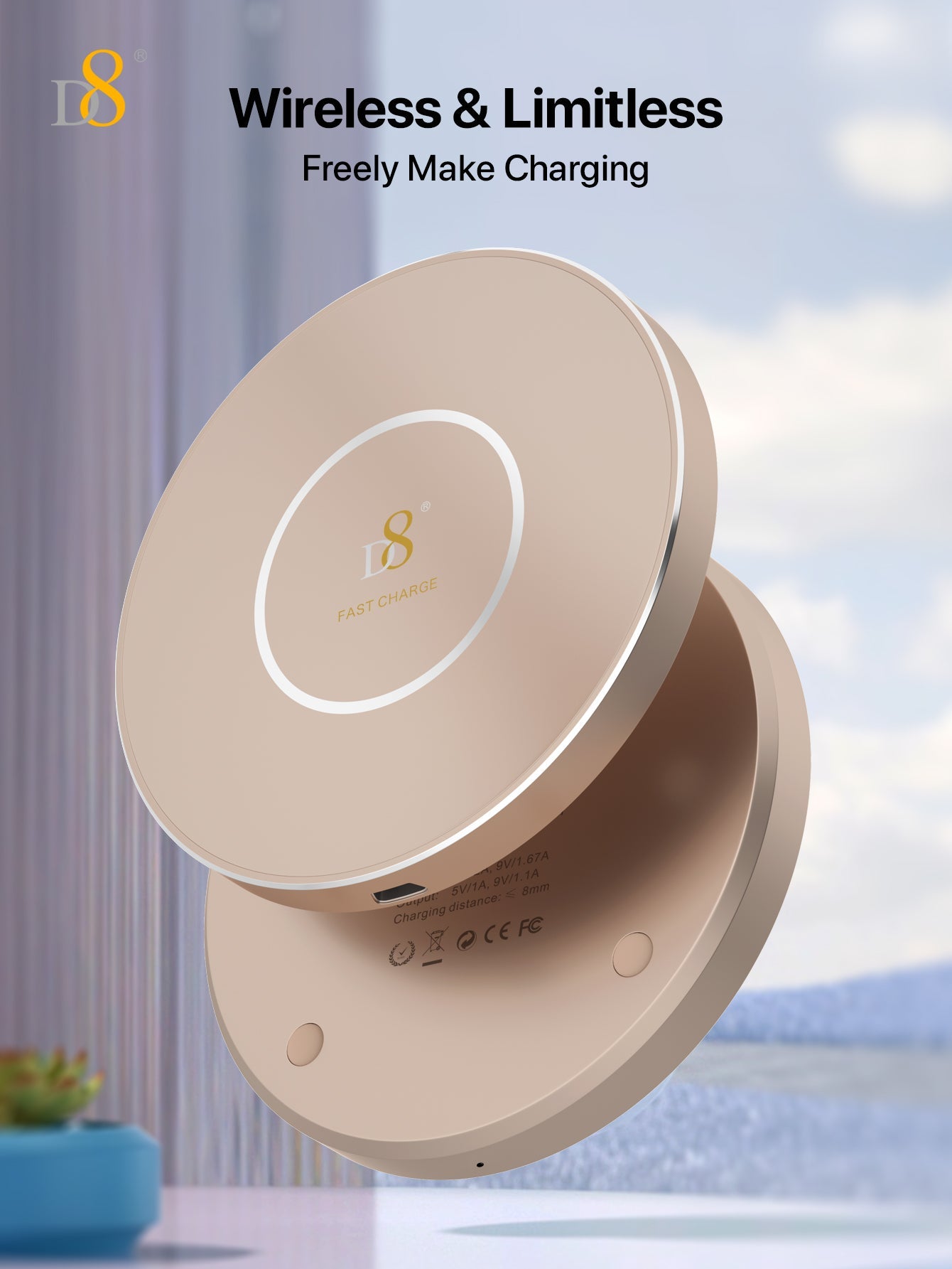 Dynamic8 3 in 1 Magnetic Wireless Charging Station (PWB-2117) - Glass & Aluminum
