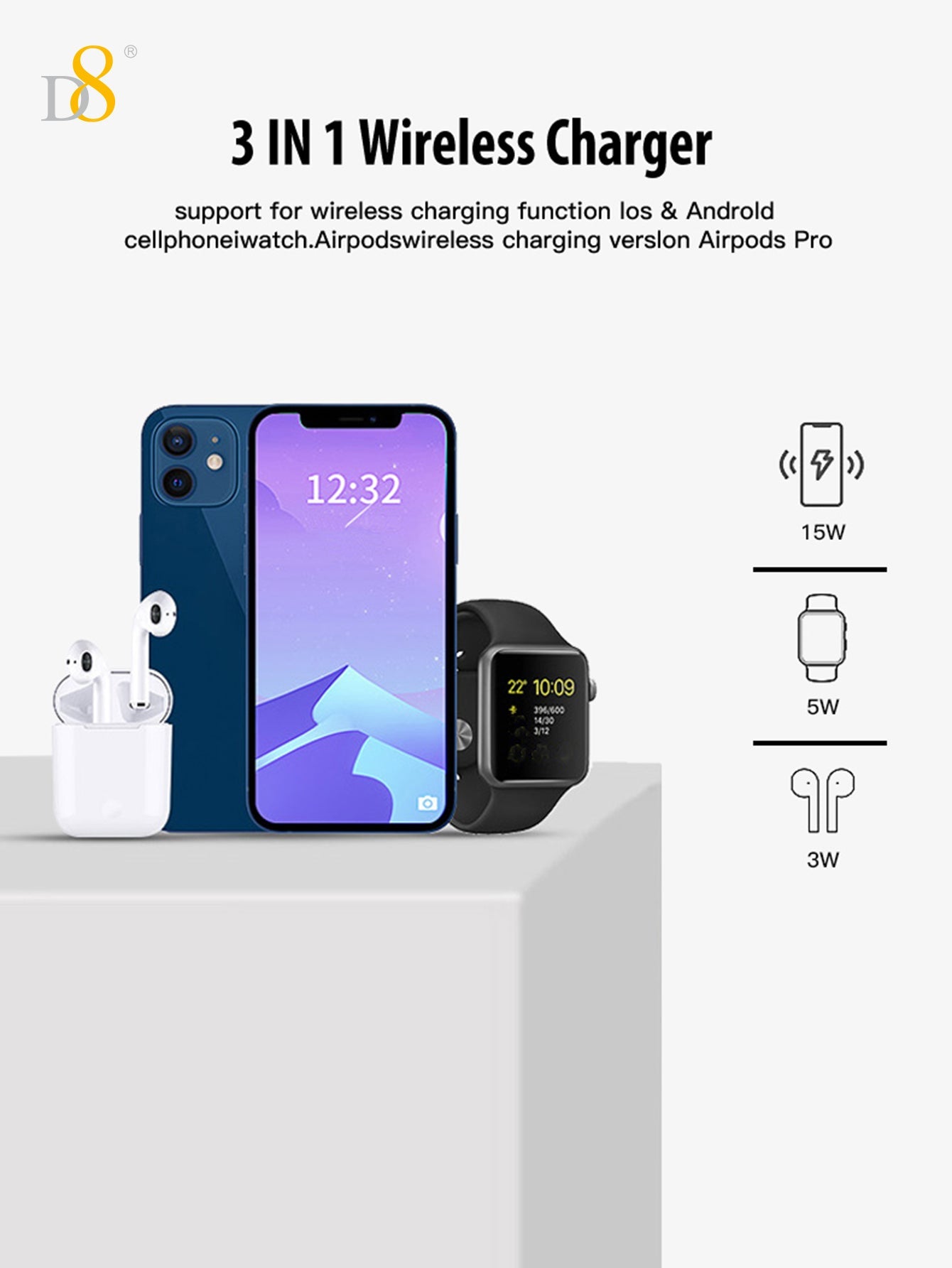 3-in-1 Wireless Charging Station | Phone & Smart Watch Charger