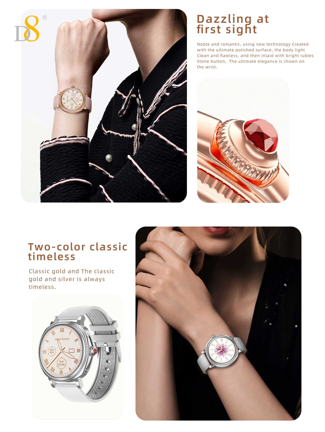 IP68 Waterproof Activity Tracker Smartch For Woman - Dynamic8
