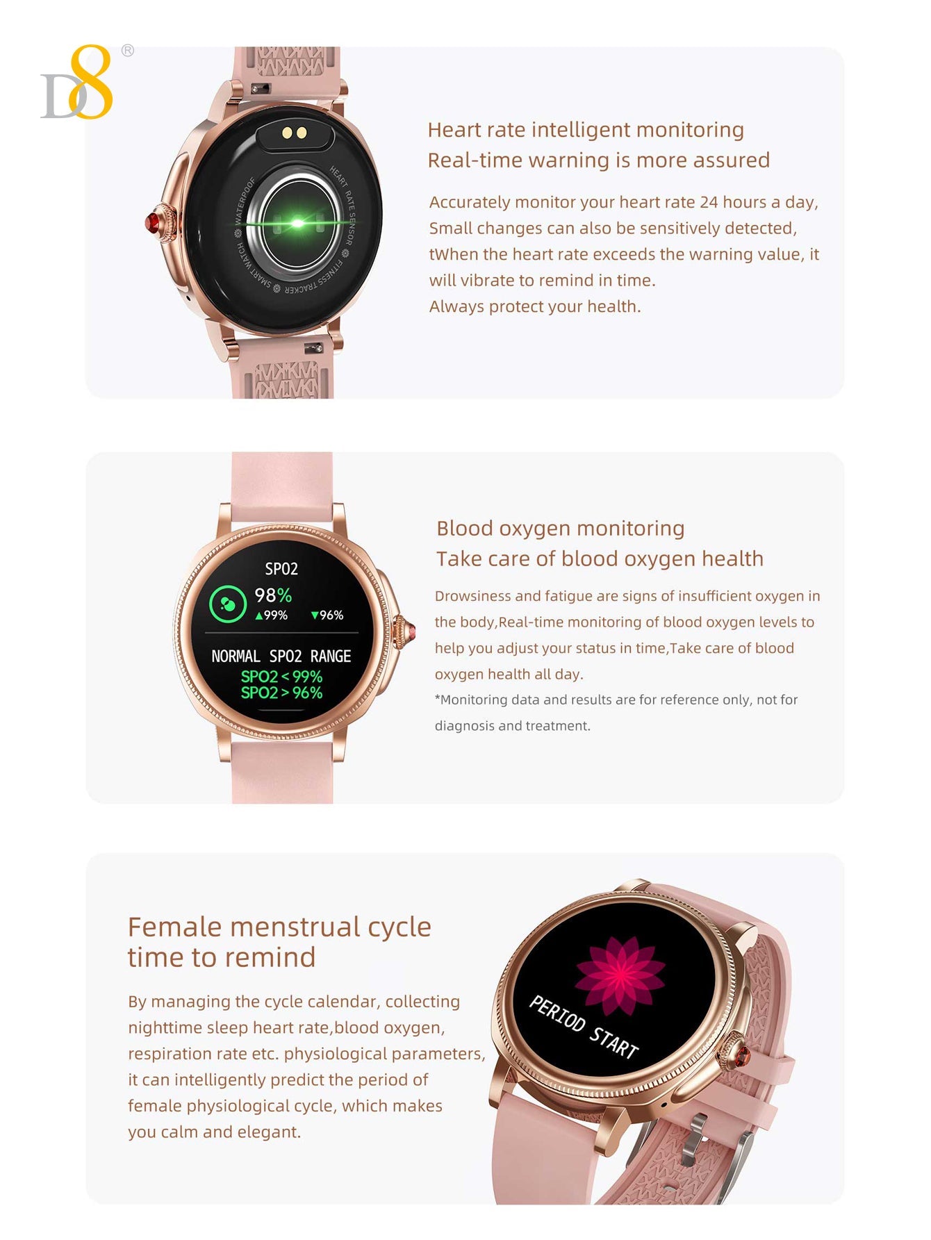 IP68 Waterproof Activity Tracker Smartch For Woman - Dynamic8