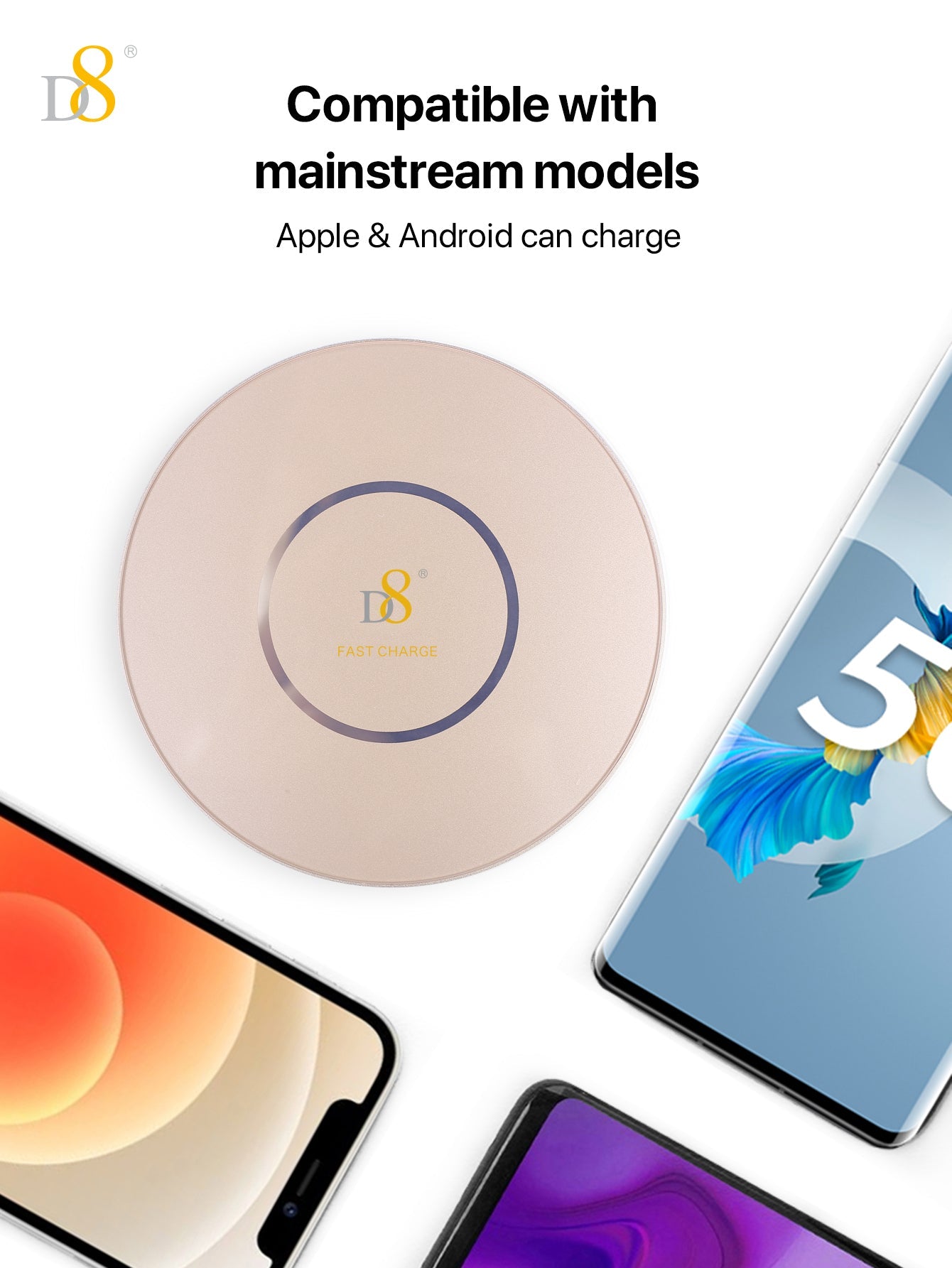 Dynamic8 3 in 1 Magnetic Wireless Charging Station (PWB-2117) - Glass & Aluminum