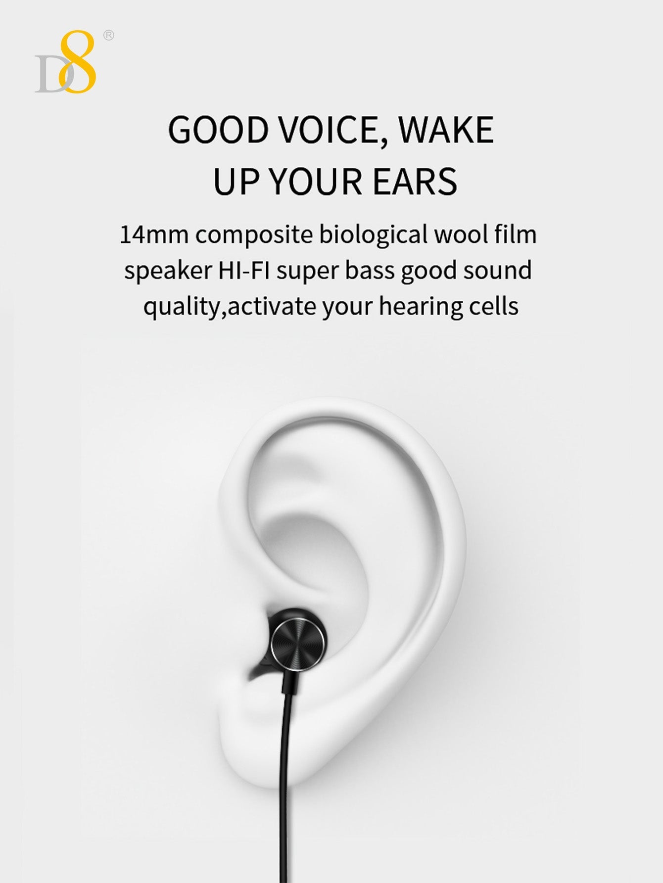 D8 Around The Neck Headphones ,100 Hours Extra Long Playback with Microphone Headset, Balanced Armature Drivers Stereo in Ear Wireless Headphones, Waterproof Workout Magnetic Neckband Earphone D8 Wireless Headphones Around Neck with Mic  Long Battery Life