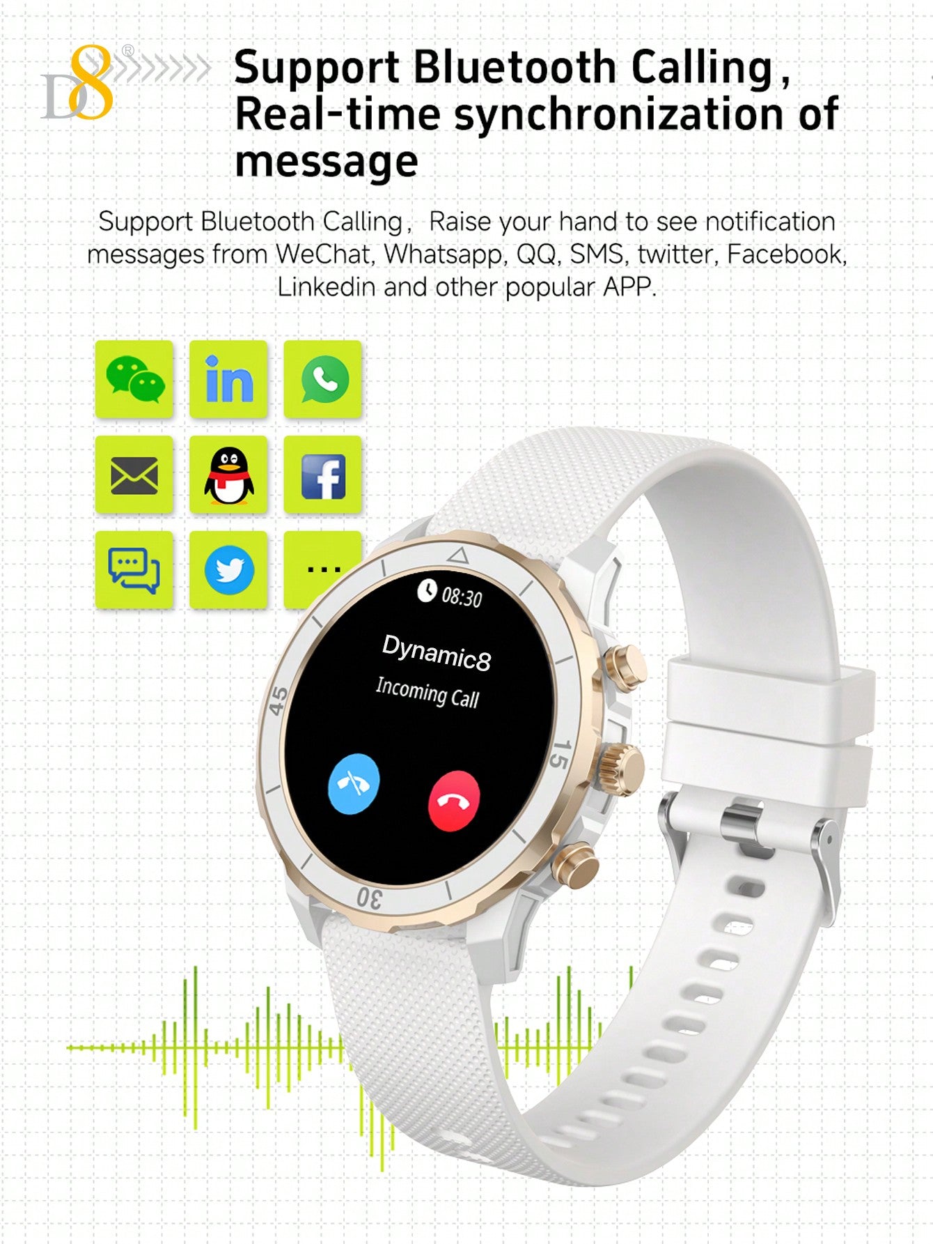 D8 Smartwatch 1.27" IP68 Sports Tracker for Android & iPhone - 100 Modes