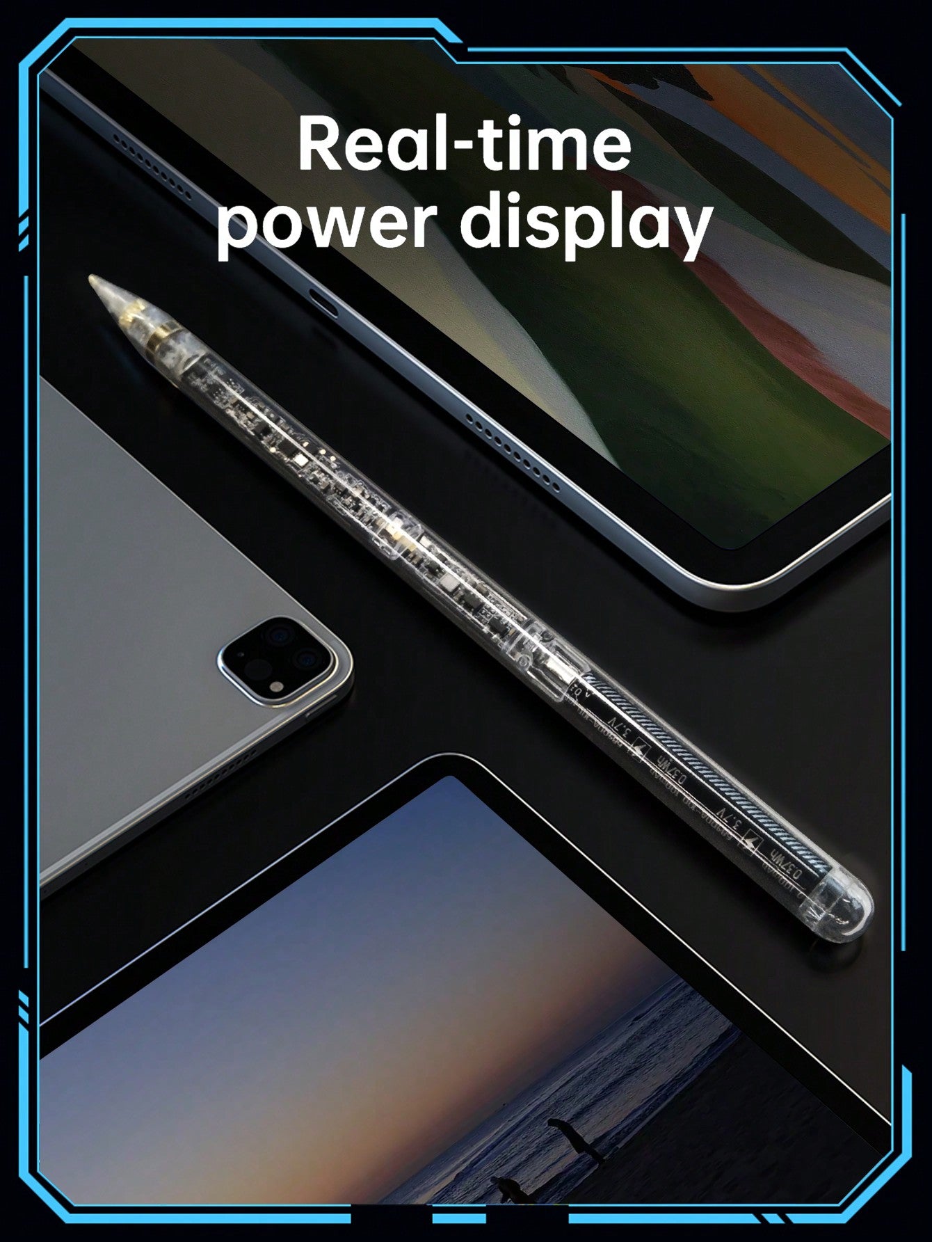 D8 Transparent iPad Stylus Pen - Magnetic Wireless Charging, Tilt, Palm Rejection