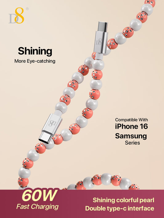 D8 USB C to Type C Cable – 3.3ft PD 60W Fast Charging Cable, Braided Cord, Compatible with iPhone 15/15 Pro, iPad Pro, Galaxy S22